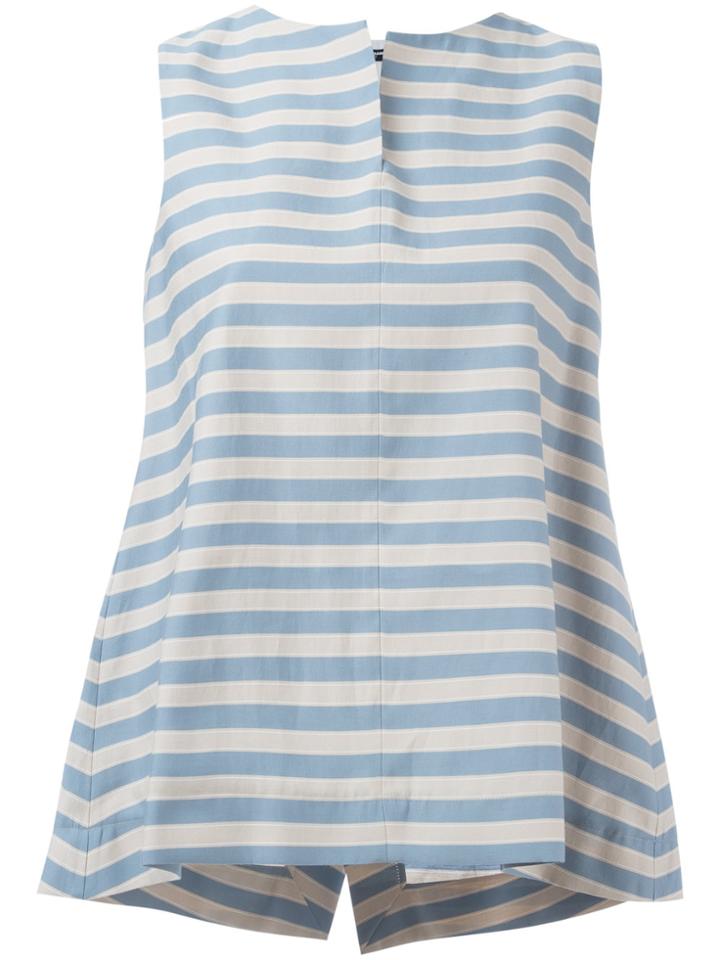 Jil Sander Navy Sleeveless A-line Blouse - Blue