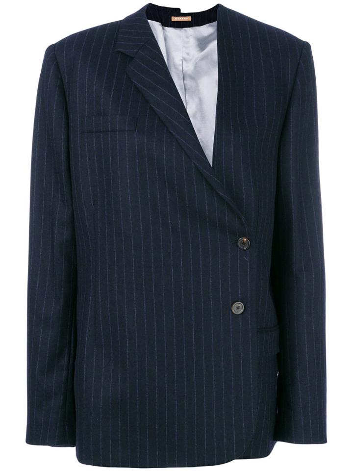 Nehera Pinstripe Off-centre Blazer - Blue