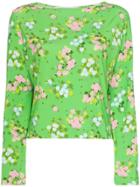 Bernadette Monica Small Roses Print Top - Green