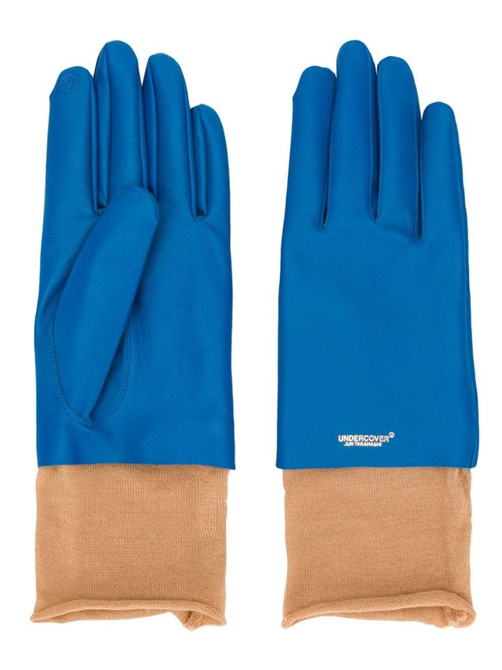 Undercover Colour Block Layered Gloves - Blue