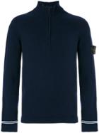 Stone Island Zip Collar Jumper - Blue