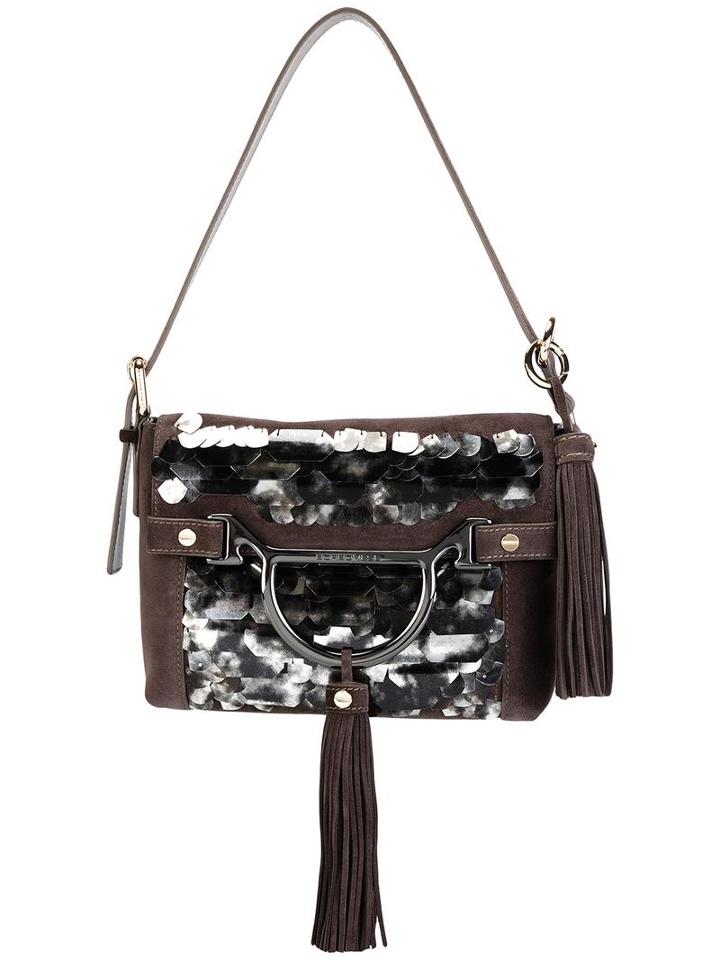 Borbonese Tassel Detail Shoulder Bag, Women's, Grey
