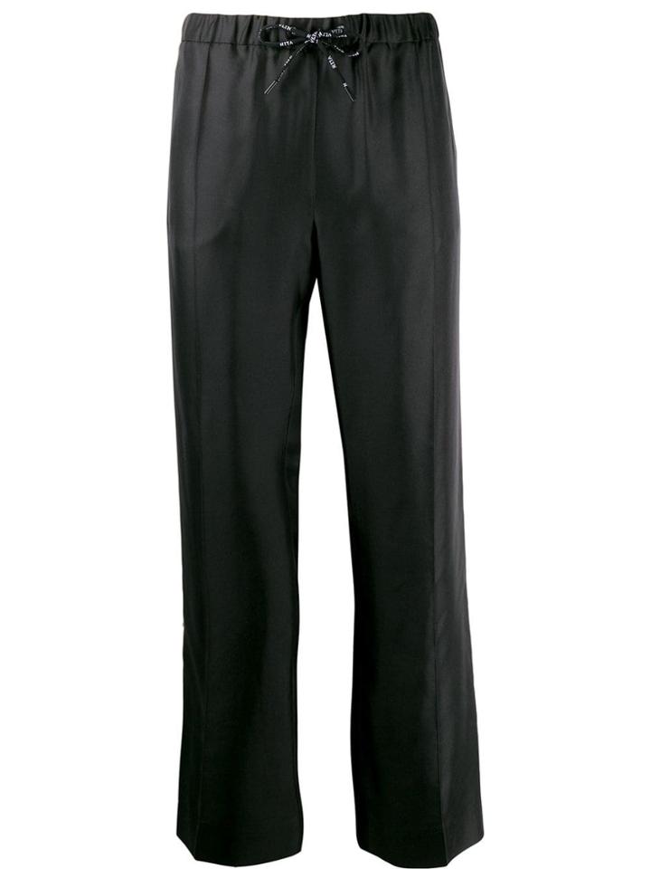 Valentino Straight-leg Logo Ribbon Trousers - Black