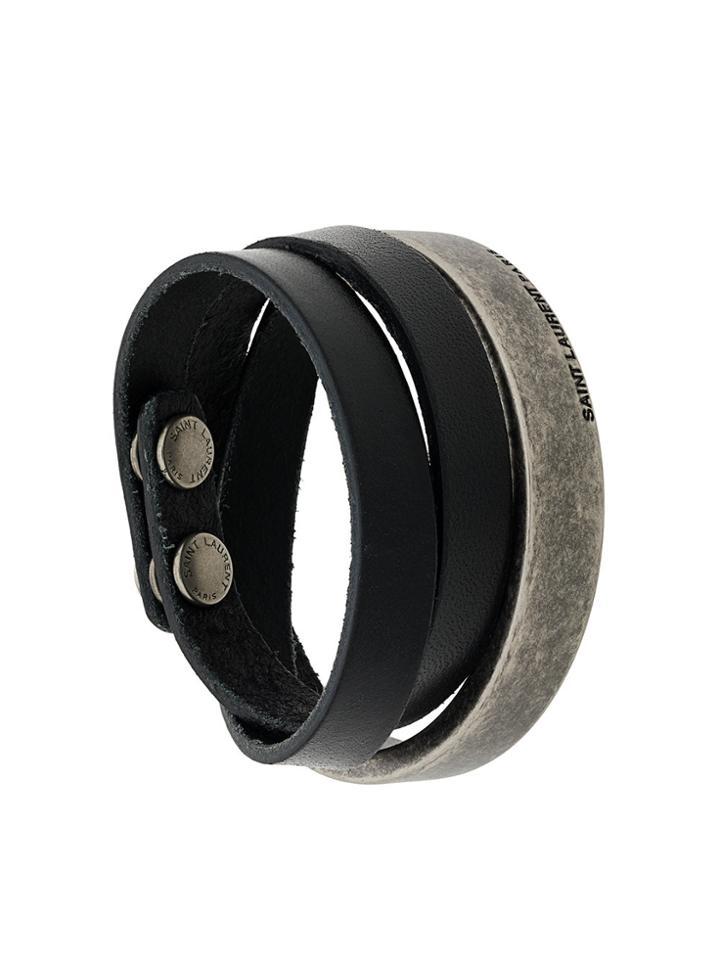 Saint Laurent Cuff Strap Bracelet - Black