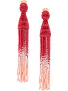 Oscar De La Renta Ombre Beaded Tassel Clip-on Earrings - Red