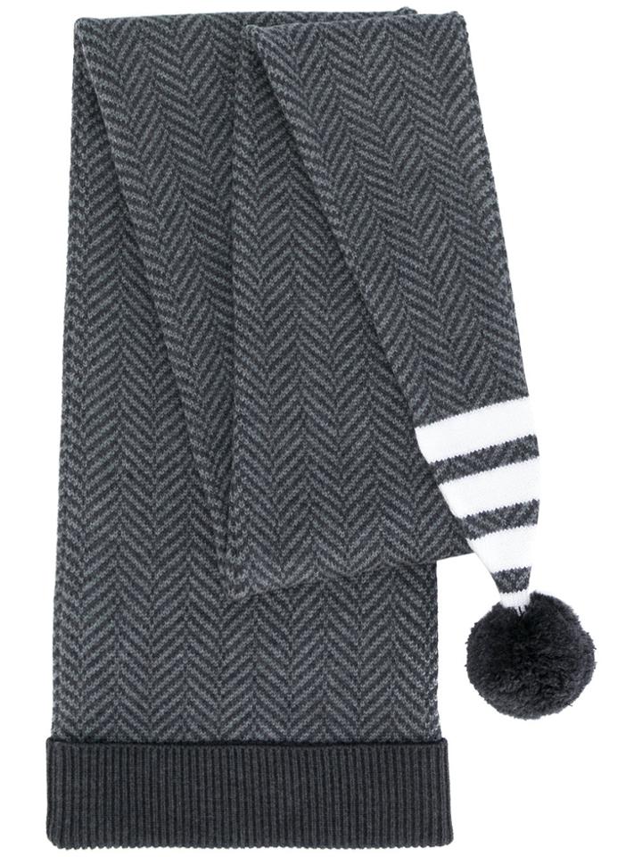Thom Browne Pompom Knitted Long Beanie - Grey