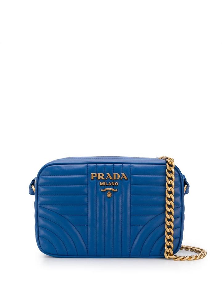 Prada Diagramme Quilted Camera Bag - Blue