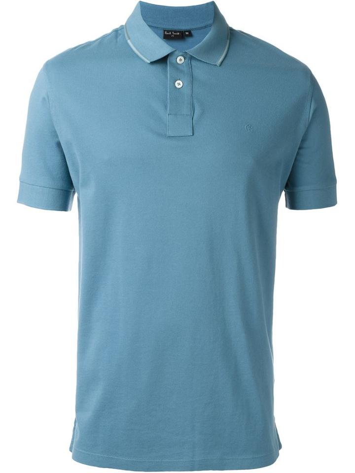 Ps Paul Smith Embroidered Logo Polo Shirt, Men's, Size: Xl, Blue, Cotton