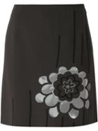 Moschino Vintage Flower Appliqué Skirt, Women's, Size: 42, Grey