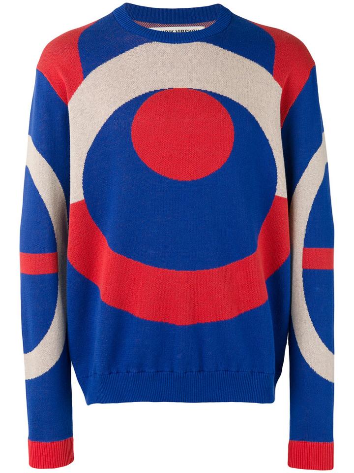 Sun Crew Neck Jumper - Men - Cotton - M, Blue, Cotton, Henrik Vibskov
