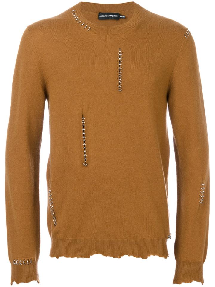 Alexander Mcqueen Piercing Sweater - Brown