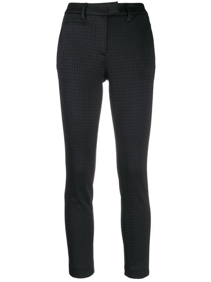Dondup Cropped Houndstooth Trousers - Black