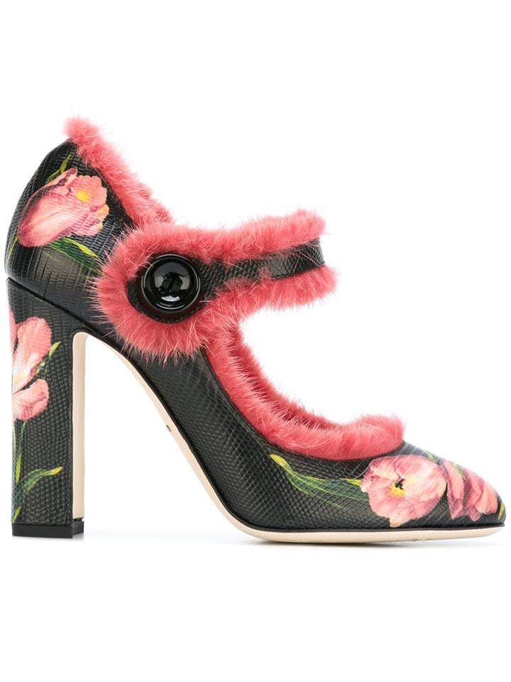Dolce & Gabbana Mink Fur Trim Pumps