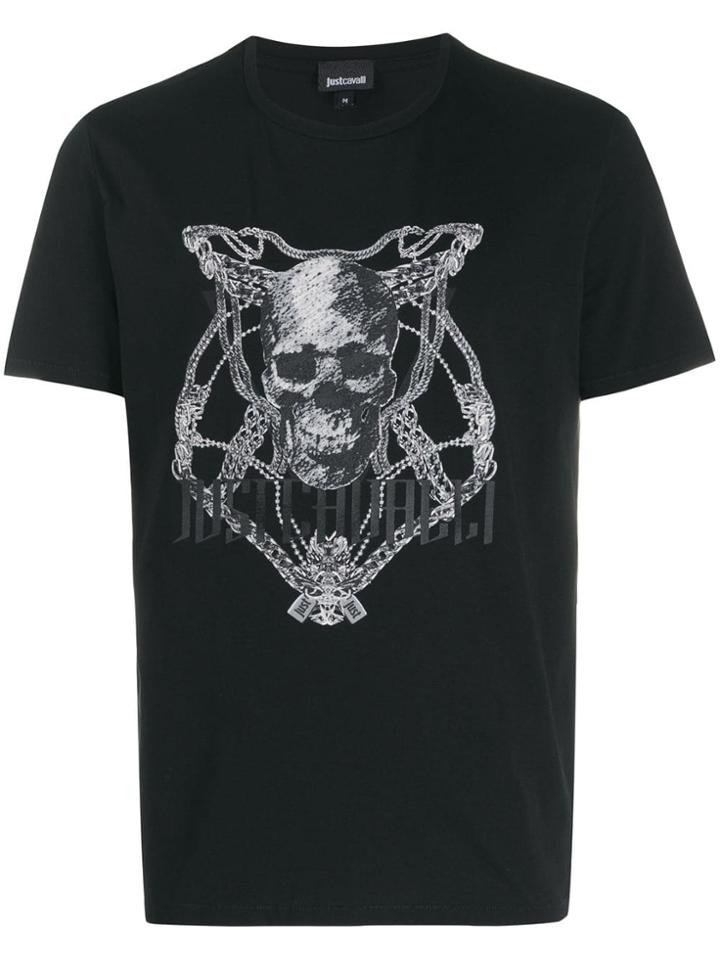Just Cavalli Skull Chain Print T-shirt - Black