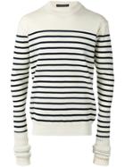 Y / Project Elongated Sleeve Striped Sweater - White