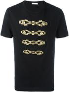 Pierre Balmain Button Appliqué T-shirt, Men's, Size: 48, Black, Cotton