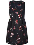 Red Valentino - Floral Print Flared Dress - Women - Polyester/acetate - 46, Black, Polyester/acetate