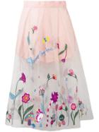 Mira Mikati Organza Embroidered Skirt - Pink