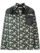 Miu Miu Floral-print Leather-trimmed Jacket - Green