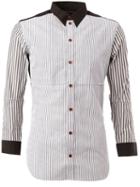 Christopher Nemeth Contrast Detail Striped Shirt, Men's, Size: Small, Black, Cotton