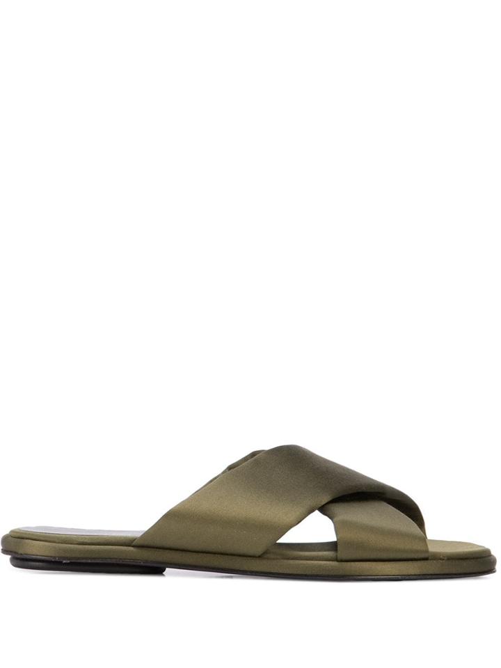Rosetta Getty Crisscross Strap Flat Sandals - Green