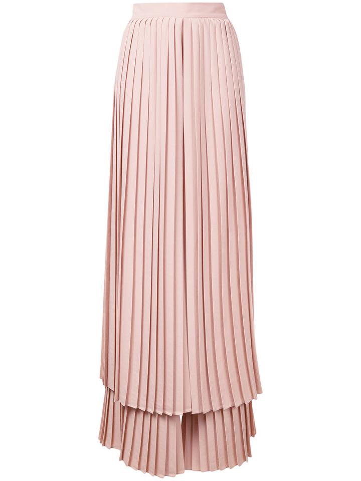 Sara Battaglia - Pleated Layered Trousers - Women - Polyester - 42, Pink/purple, Polyester