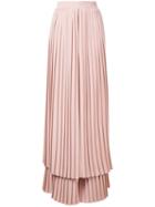 Sara Battaglia - Pleated Layered Trousers - Women - Polyester - 42, Pink/purple, Polyester