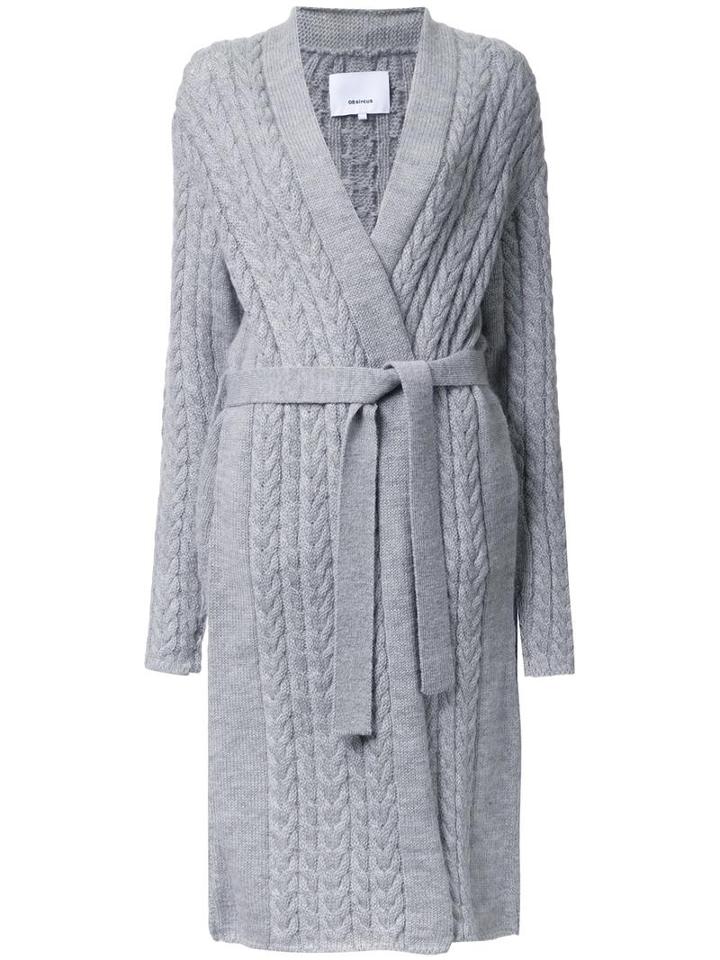 08sircus Aran Knit Gown-length Caridgan, Women's, Size: 1, Grey, Nylon/mohair/wool