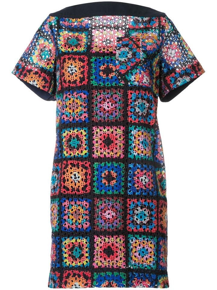 Sacai Crochet Quilt Dress, Women's, Size: 3, Polyester