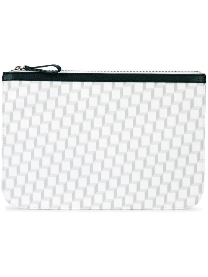 Pierre Hardy - Geometric Print Clutch - Unisex - Calf Leather/canvas - One Size, White, Calf Leather/canvas