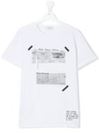 Paolo Pecora Kids Teen Newspaper Print T-shirt - White