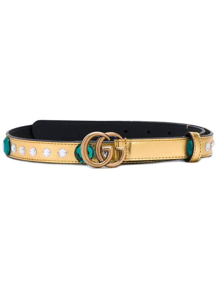 Gucci - Embellished Belt - Women - Leather/pvc - 95, Yellow/orange, Leather/pvc