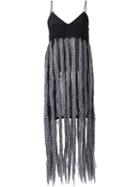 Lalo Fringed Midi Dress, Women's, Size: Medium, Black, Polyester