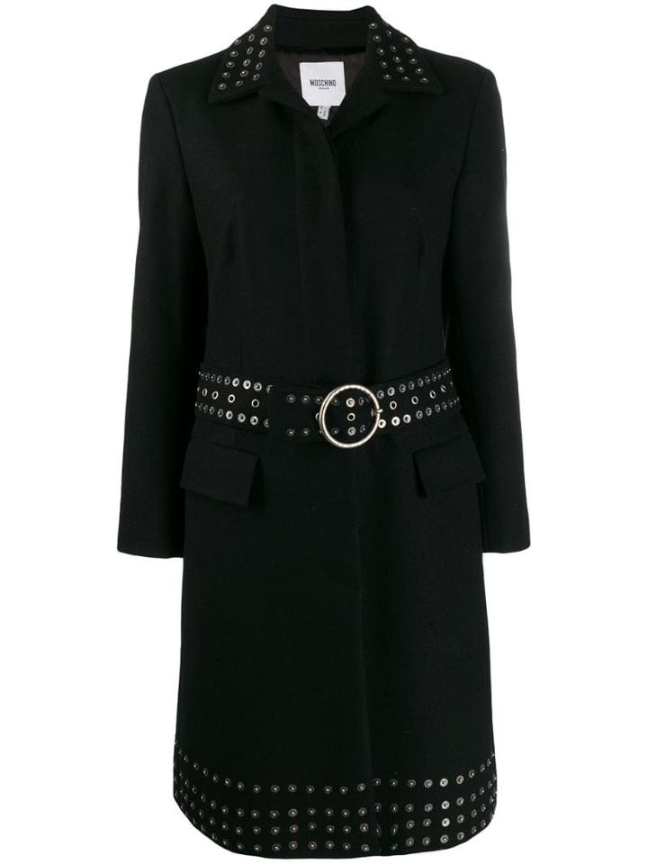 Moschino Pre-owned 2000's Studded Midi Coat - Black