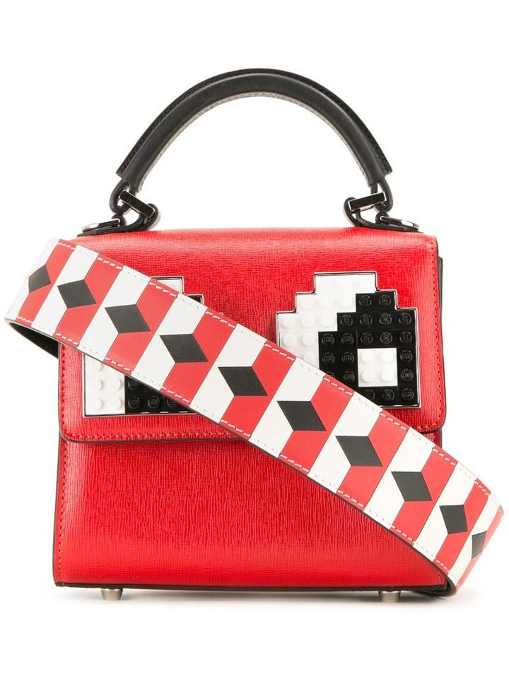 Les Petits Joueurs Micro Alex Eyes Tote, Women's, Red, Calf Leather