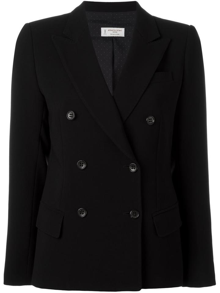 Alberto Biani Double Breasted Fitted Jacket, Women's, Size: 46, Black, Polyester/triacetate/viscose