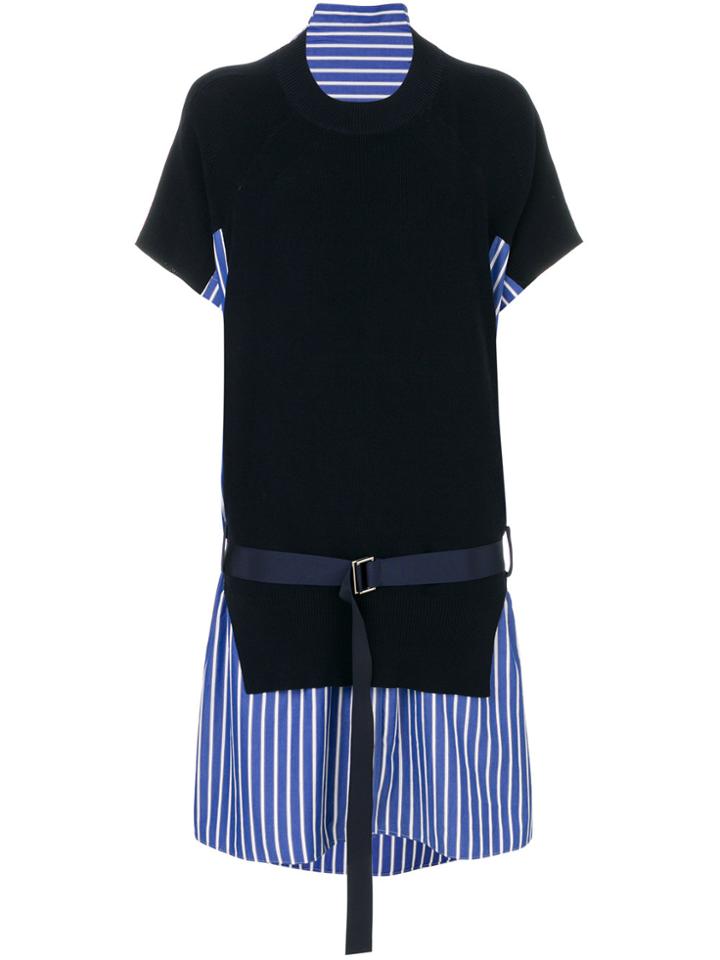 Sacai Drop Waisted Combined Dress - Blue