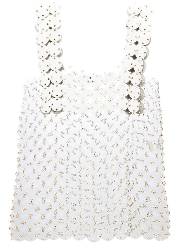 Paco Rabanne - Sequin Embellished Top - Women - Calf Leather/polyurethane/brass - 36, Nude/neutrals, Calf Leather/polyurethane/brass