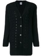 Twin-set Leather Embellished Midi Cardigan - Blue