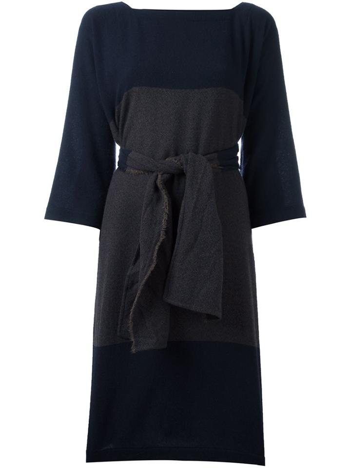 Daniela Gregis Belted Wool Dress, Women's, Size: 2, Blue, Wool