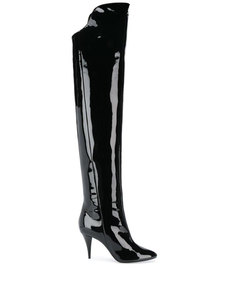 Saint Laurent Over-the-knee Patent Boots - Black