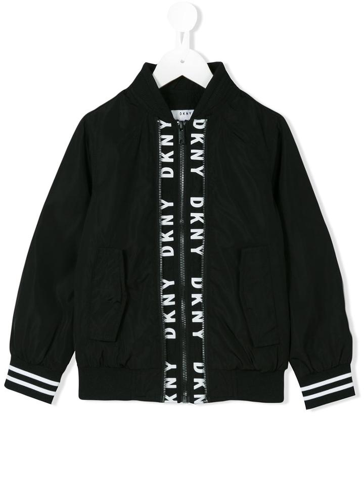 Dkny Kids - Logo Tape Bomber Jacket - Kids - Polyester - 8 Yrs, Boy's, Black