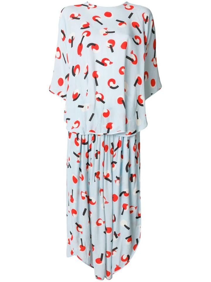 Henrik Vibskov Email Double Layer Print Dress - Blue