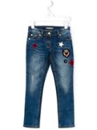 Ermanno Scervino Junior Star Appliqué Slim Jeans, Girl's, Size: 8 Yrs, Blue