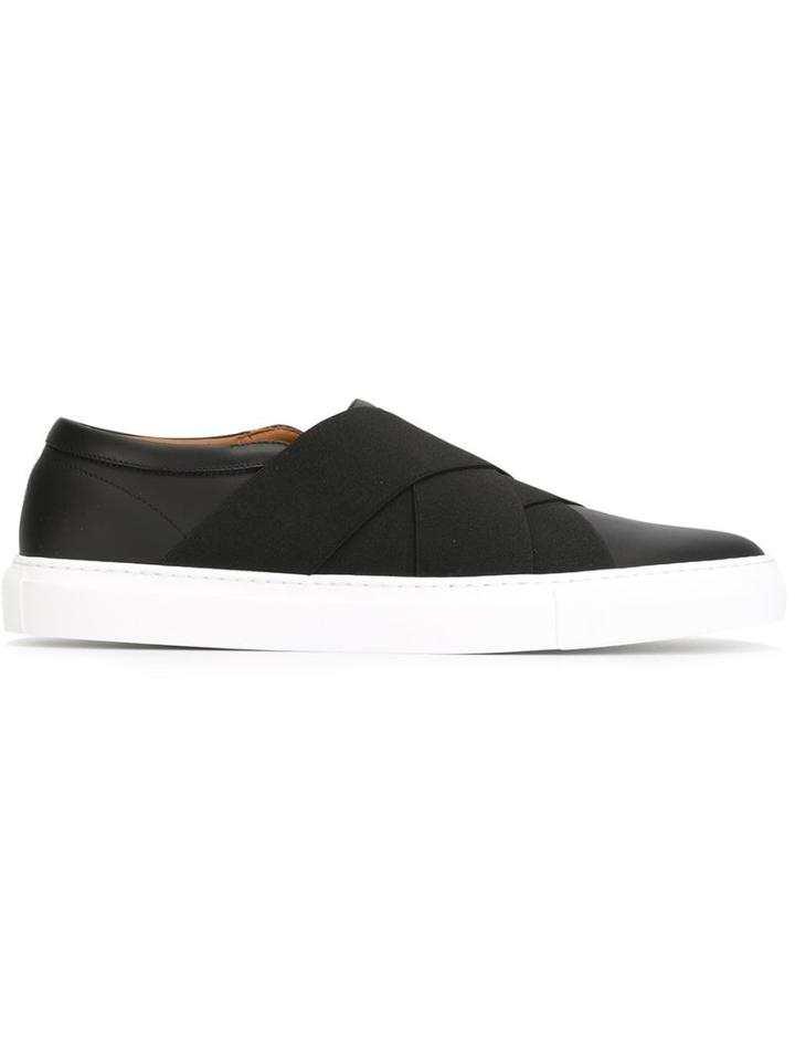 Givenchy Cross Strap Sneakers, Men's, Size: 40, Black, Calf Leather/leather/rubber