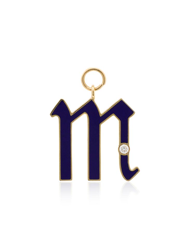 Foundrae Diamond Point Initial Charm - Blue