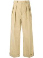Pleated Trousers - Women - Cotton - L, Yellow/orange, Cotton, Cristaseya