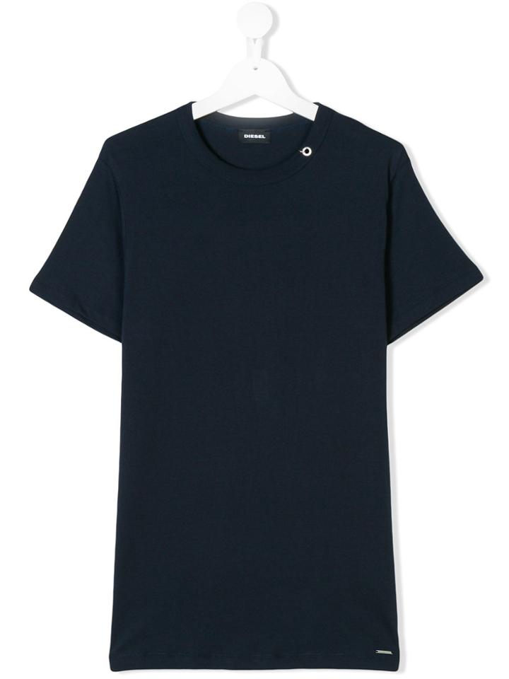 Diesel Kids Eyelet Detail Neckline T-shirt - Blue