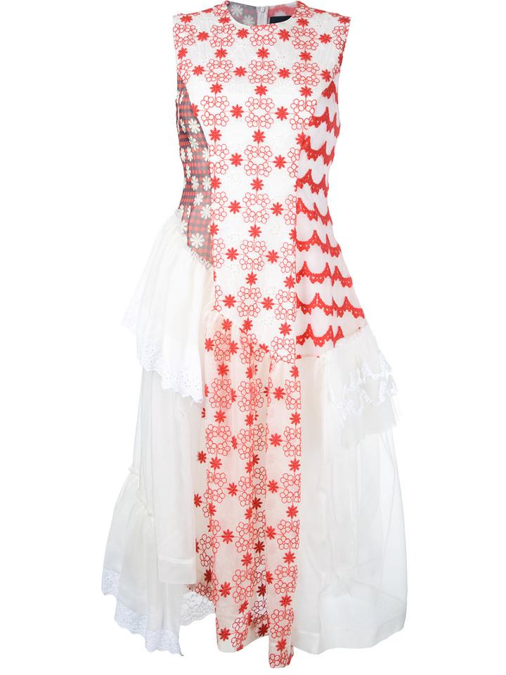 Simone Rocha - Applique Asymmetric Dress - Women - Silk/cotton/polyamide/polyester - 8, Women's, Red, Silk/cotton/polyamide/polyester