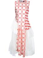 Simone Rocha - Applique Asymmetric Dress - Women - Silk/cotton/polyamide/polyester - 8, Women's, Red, Silk/cotton/polyamide/polyester
